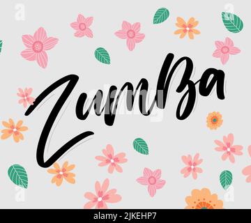 Zumba Dance Studio Text. Kalligraphie Wort Banner Design. Aerobe Fitness. Vektor-Handschriftzug Illustration auf weißem Hintergrund. Stock Vektor