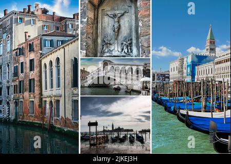 Das berühmte Venedig, die Hauptstadt der Region Venetien, (Italien) liegt auf mehr als 100 kleinen Inseln innerhalb einer Lagune in der Adria. Stockfoto