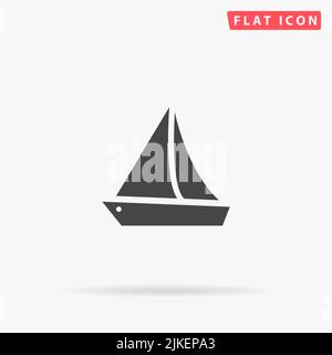 Flaches Vektorsymbol für Segelboot. Handgezeichnete Design-Illustrationen. Stock Vektor