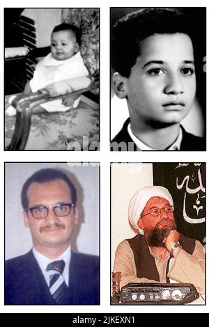 Undatierte Akte Bild des Ägypters Ayman al-Zawahiri, dem Führer des ägyptischen Jihad, und Nummer 2 oder rechte Hand von Oussama bin Laden. Zawahiri wurde am Sonntag bei einer Terrorismusbekämpfung durch die CIA in der afghanischen Hauptstadt Kabul getötet. Biden sagte, Zawahiri habe „eine Spur von Mord und Gewalt gegen amerikanische Bürger gemeißelt“. „Jetzt wurde Gerechtigkeit widerfahren, und dieser Terroristenführer ist nicht mehr da“, fügte er hinzu. Zawahiri übernahm die Al-Qaida nach dem Tod von Osama bin Laden im Jahr 2011. Er und bin Laden planten die Anschläge von 9/11 zusammen und er war einer der „meistgesuchten Terroristen der USA“ Stockfoto