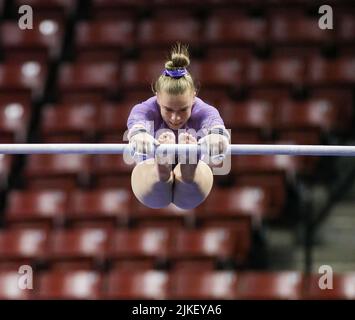 30. Juli 2022: Joscelyn Roberson von NE Texas Elite tritt während des U.S. Classic 2022 im Maverik Center in West Valley City, UT, auf den ungleichen Parallelbarren an. Kyle Okita/CSM Stockfoto