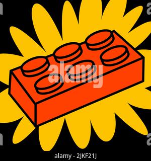 Cartoon Vektor lustig niedlich Comic-Figuren, Spielzeug Baustein Stock Vektor