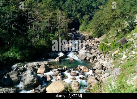 Chomrong, Nepal - 08. November 2017 : Auf Dem Weg Zum Annapurna Basislager Nepal Stockfoto