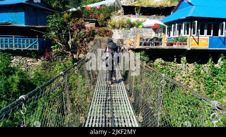 Chomrong, Nepal - 08. November 2017 : Auf Dem Weg Zum Annapurna Basislager Nepal Stockfoto