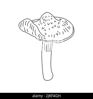 Pilzline Art Logo Illustrationen. Handgezeichnete Pilze. vektor. Stock Vektor