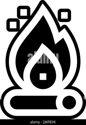 Bonfire Symbol, schwarze Vektorgrafik. Stock Vektor