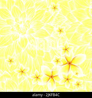 Nahtloser Hintergrund mit gelben Plumeria Blumen. Vektorgrafik Stock Vektor