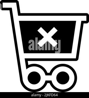 Aus Warenkorb entfernen Symbol schwarze Vektorgrafik. Stock Vektor