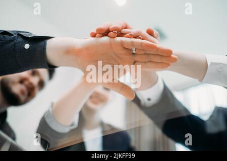 Teamarbeit Einheit Geschäftsleute Hände zusammen Stockfoto