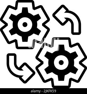 Automatisierungssymbol, schwarze Vektorgrafik. Stock Vektor