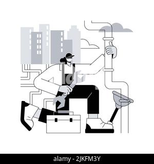 Abstraktes Konzept der Vektordarstellung des Kanalisationssystems. Abwassersystem für Haushalte, Abwassersammlung und -Entsorgung, Technologien für Kanalnetze, Reparaturservice, abstrakte Metapher für die Wasseraufbereitung. Stock Vektor