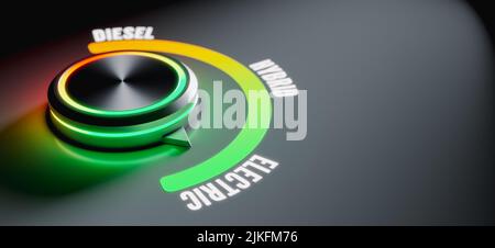 Ändern Sie Ihr Auto auf elektrisch - Ambient Control Knob Concept - 3D Render Stockfoto