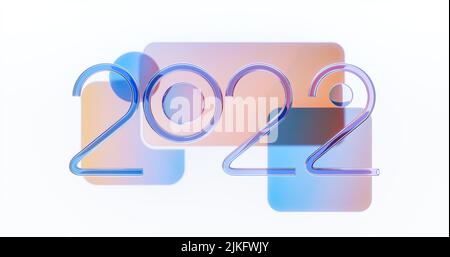 Glass 2022 begrüßt das neue Jahr - stilvolles geometrisches Design Stockfoto