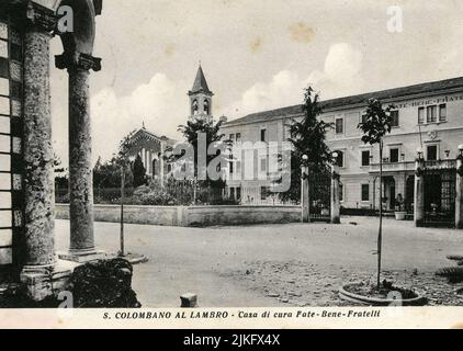 L’edificio, anticamente di proprietà delle dame inglesi di Cosway del Collegio di Lodi, Fu acquistato dall’Ordine dei Fatebenefratelli nel 1892. Dopo i lavori di adattamento della casa, iniziati nell’autunno del 1893, il 19 maggio 1894 il Prefetto di Milano emanava un decreto che autorizzava i Fatebenefratelli all’apertura di un manicomio privato maschile. Il numero dei pazienti aumentava progressivamente con il passare degli anni, fino a raggiungere il suo massimo nel 1960 con 1306 pazienti. Stockfoto