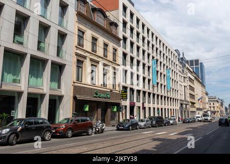 Brüssel, Belgien - 13. Juli 2018: Rue Royale Stockfoto