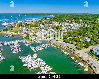 Luftaufnahme von Sag Harbor Village Stockfoto