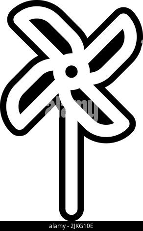 pinwheel-Symbol, schwarze Vektorgrafik. Stock Vektor