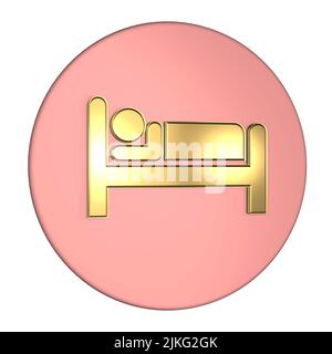 Grafikdesign Logo des Schlafkonzepts Figur im Bett Schlaf Teil des gesunden Lebensstils Konzept Stockfoto