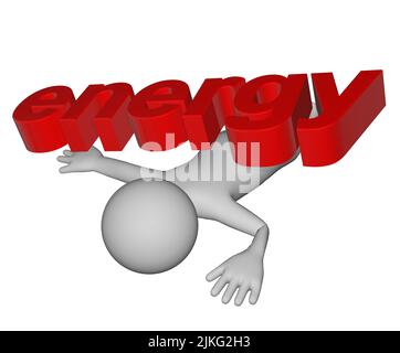 3D Charakter belastet zerschlagen durch Schuldenkonzept Inflationskonzept steigende Preise Lebenshaltungskosten schrofen Armut Stockfoto