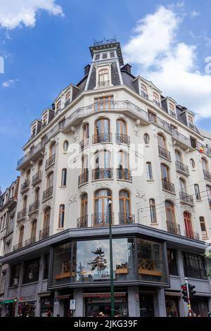 Die Kreuzung von Rue du Lombard und Rue de l'Etuve, Brüssel, Belgien Stockfoto