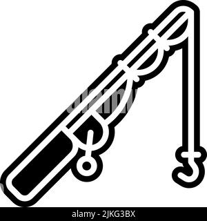 Symbol für Angelrute, schwarze Vektorgrafik. Stock Vektor