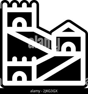 Große Wand von china Symbol schwarz Vektor-Illustration. Stock Vektor