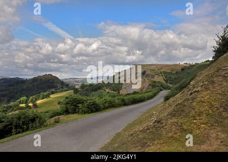 Blick vom Panorama-Spaziergang über die Panorama-Berge, bei Llangollen, Wales Stockfoto