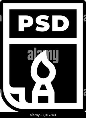 psd-Symbol, schwarze Vektorgrafik. Stock Vektor