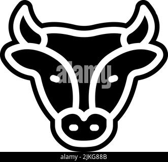 Schwarze Vektorgrafik mit Kuhsymbol. Stock Vektor