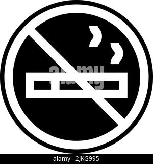 No Smoking Icon, schwarze Vektorgrafik. Stock Vektor