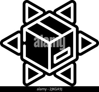 Verteilungssymbol, schwarze Vektorgrafik. Stock Vektor