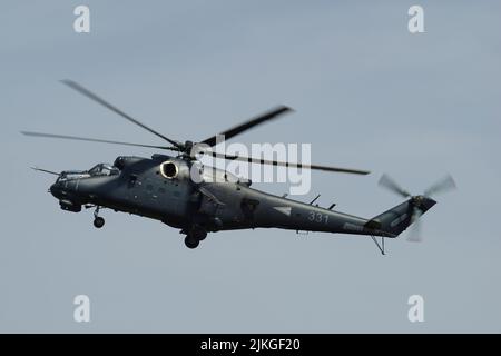 MIL Mi-24P, ungarische Luftwaffe, RIAT 2022, RAF Fairford, Gloucestershire, Stockfoto