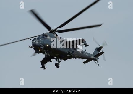 MIL Mi-24P, ungarische Luftwaffe, RIAT 2022, RAF Fairford, Gloucestershire, Stockfoto