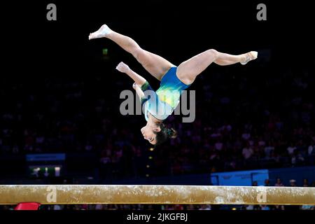 Der australische Georgia Godwin beim Women's Balance Beam Final in der Arena Birmingham am fünften Tag der Commonwealth Games 2022 in Birmingham. Bilddatum: Dienstag, 2. August 2022. Stockfoto