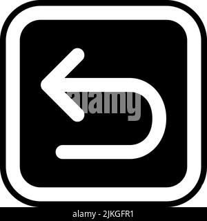 Pfeil-Links-Symbol, schwarze Vektorgrafik. Stock Vektor