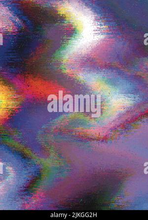 Retro Future Nostalgia Fluid Marmor Abstrakt Digital Glitch Wasser Holografische irisierende Himmel Hintergrund Textur Stockfoto