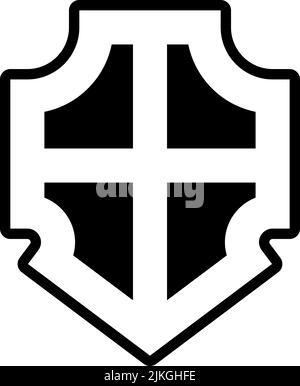 Schildsymbol, schwarze Vektorgrafik. Stock Vektor