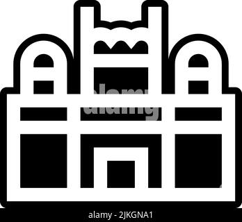 Rotes Fort-Symbol, schwarze Vektorgrafik. Stock Vektor