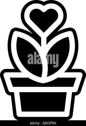 Blumentopf Symbol schwarz Vektor-Illustration. Stock Vektor