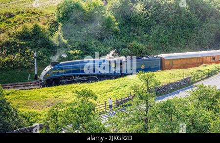 Die Dampflokomotive Sir Nigel Gresley in Darnholme bei Goathland Stockfoto