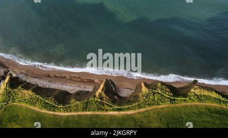Eine Luftaufnahme der Küste des Flusses Tyne in South Shield, England Stockfoto