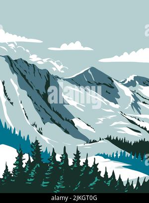 WPA Poster Art of Alta Skigebiet in den Wasatch Mountains in Salt Lake County, Utah, USA, durchgeführt in Works Projekt Verwaltung sty Stockfoto