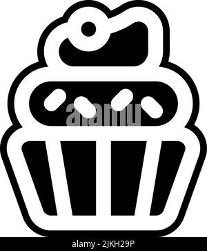 cupcake-Symbol, schwarze Vektorgrafik. Stock Vektor