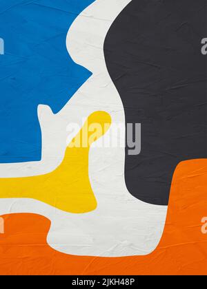 Eine vertikale chaotische abstrakte Textur mit farbenfrohen Formen für Hintergründe Stockfoto