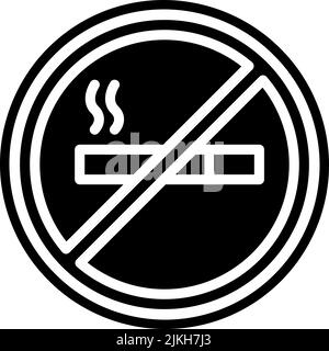 No Smoking Icon, schwarze Vektorgrafik. Stock Vektor