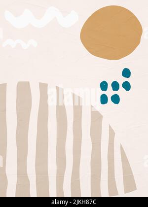 Geometrische abstrakte Kunst, Textur, geometrische Formen, beige, braun, Gelb, schwarz, perfekt abgestimmt und trendige Dekoration für Ihr Zuhause oder Büro. Stockfoto