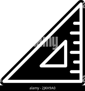Dreieckiges Linealsymbol, schwarze Vektorgrafik. Stock Vektor