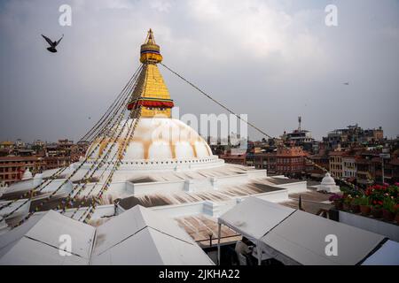 Die Boudhanath Stupa in Kathmandu, Nepal - UNESCO-Weltkulturerbe Stockfoto