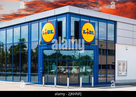 Firmenlogo des Discounters Lidl Stockfoto