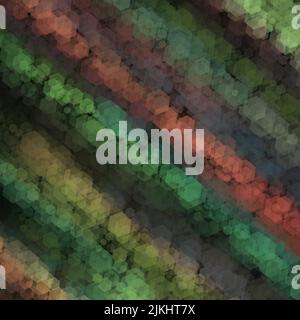 Ein verschwommener gepunkteter orange-grün-gelber Hintergrund für Tapeten Stockfoto